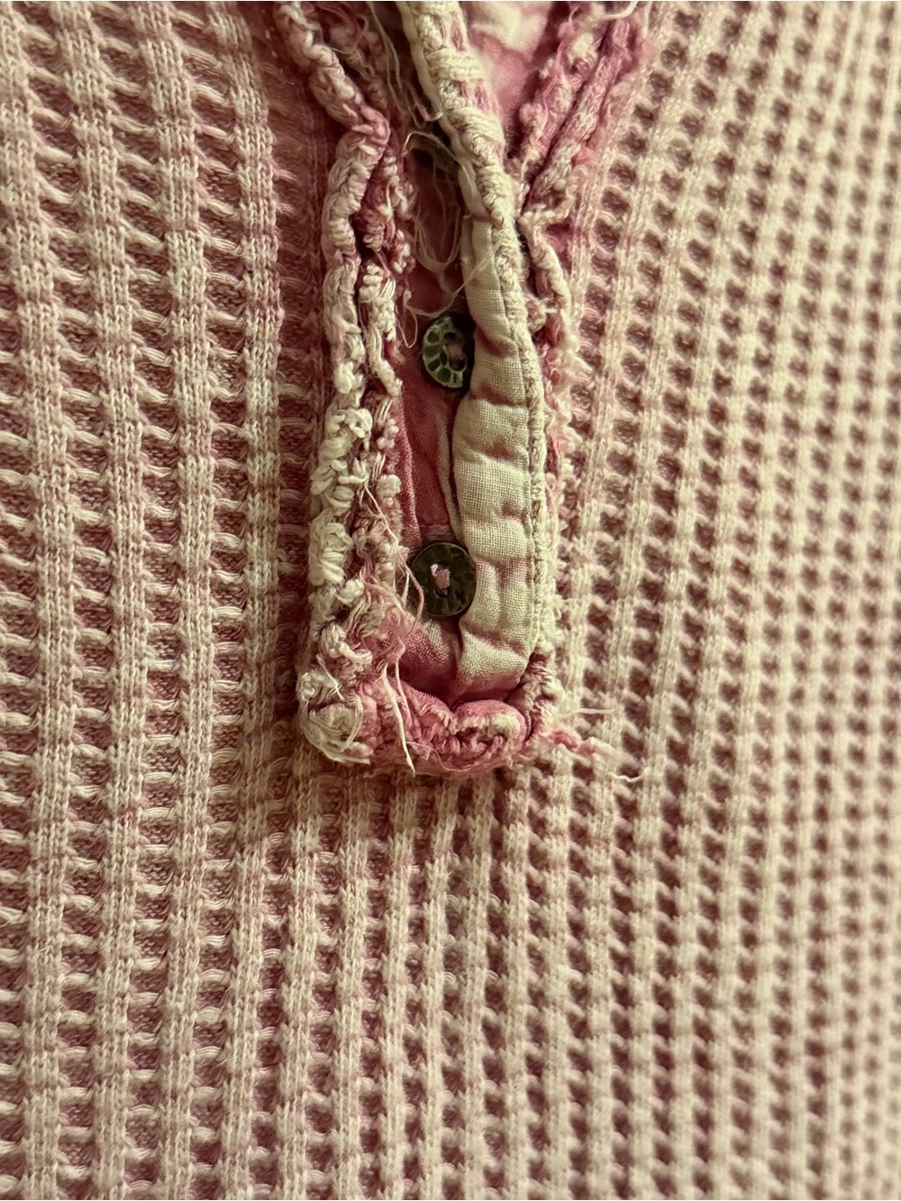Free People FP One Colt Pink Waffle Thermal Henley SIZE MEDIUM - Picture 2 of 8